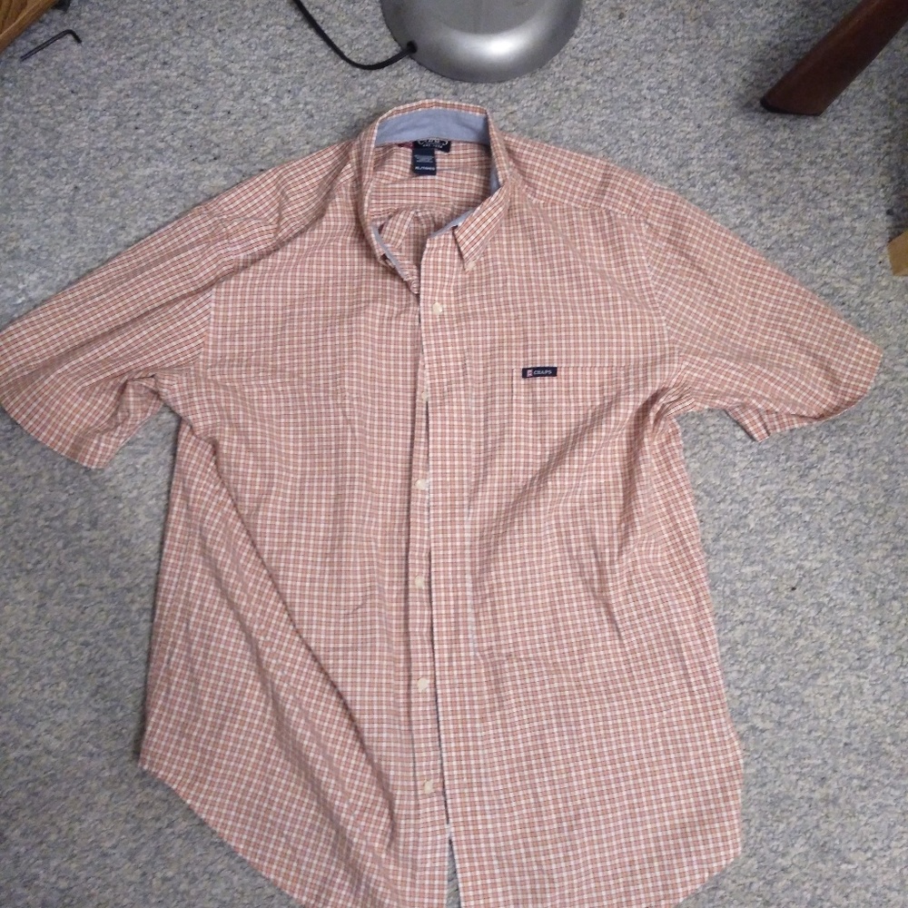 Chaps Checkered Salmon Button up